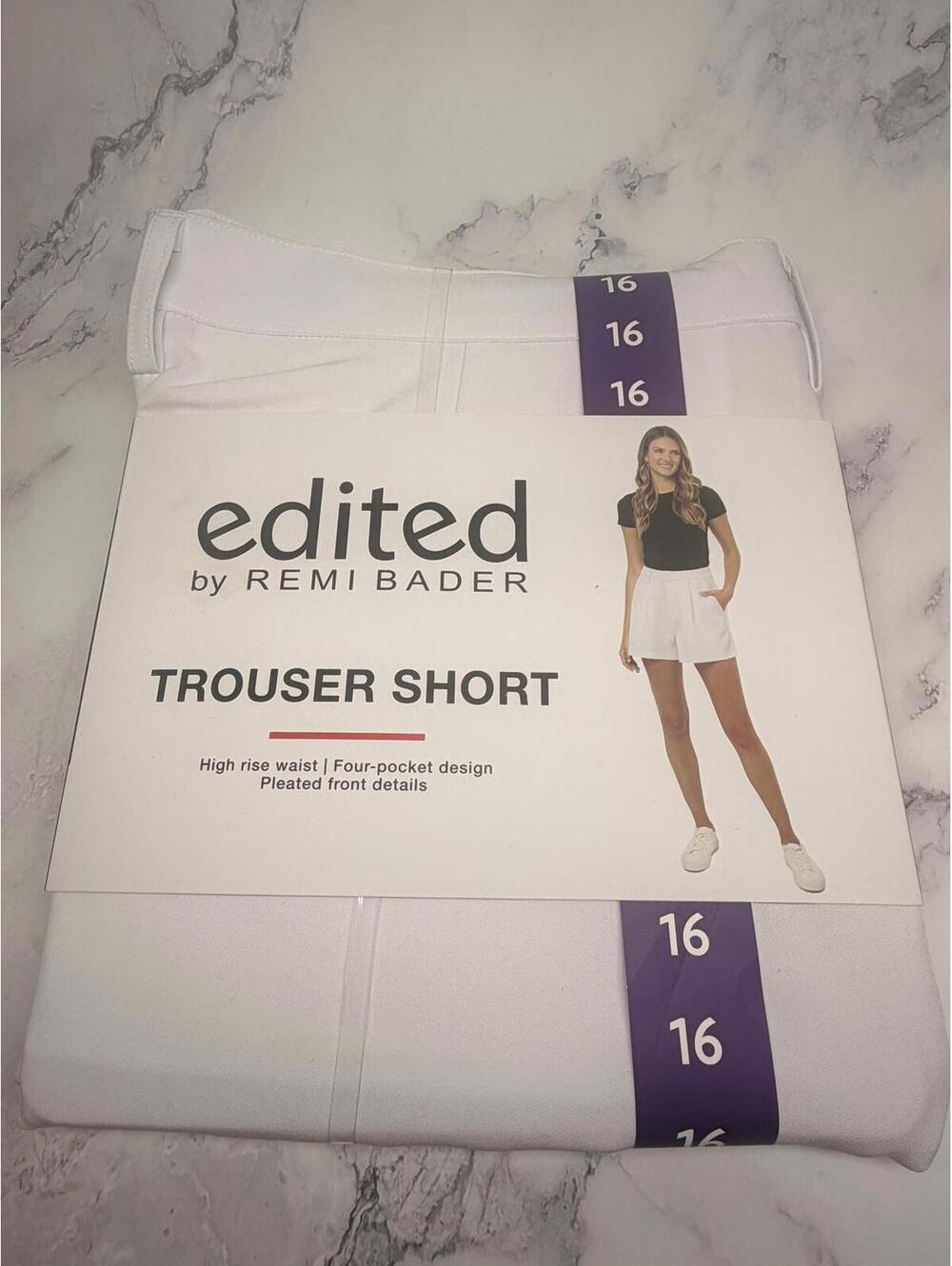 Edited by Remi‎ Bader Trouser Shorts Size 16 White High Rise Pleated NWT